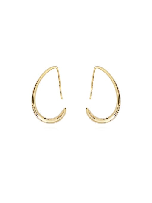 HYACINTH Brass  smooth Geometric Minimalist Hook Trend Korean Fashion Earring 0