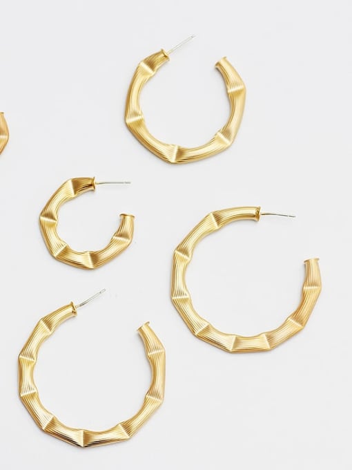 Dumb gold trumpet Copper  C-shape minimalist hoop Trend Korean Fashion Earring