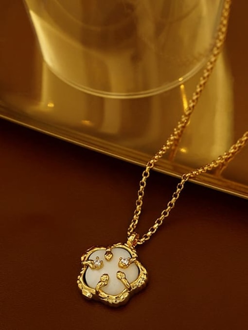 Five Color Brass Shell Flower Vintage Necklace 0