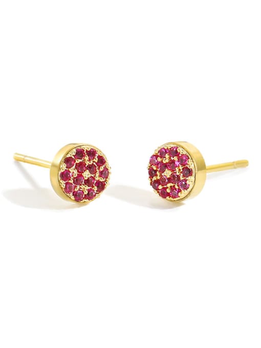 Golden +Rose Stainless steel Rhinestone Round Minimalist Stud Earring