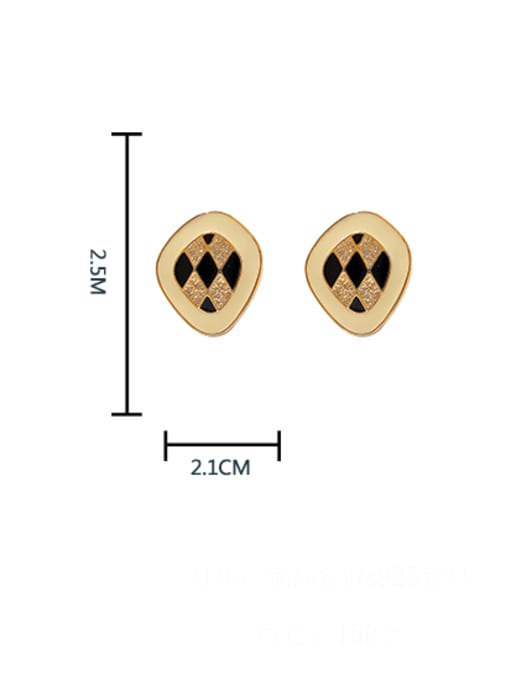 HYACINTH Brass Enamel Geometric Vintage Stud Earring 3
