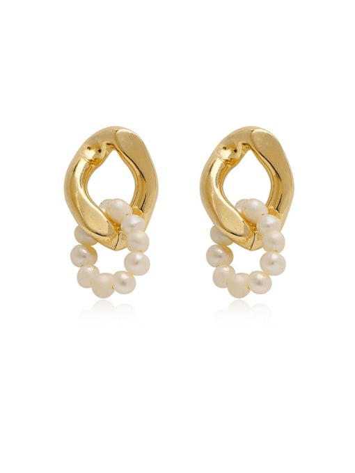 HYACINTH Brass Imitation Pearl Geometric Artisan Drop Trend Korean Fashion Earring 0