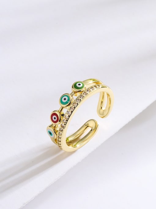 AOG Brass Enamel Evil Eye Vintage Stackable Ring