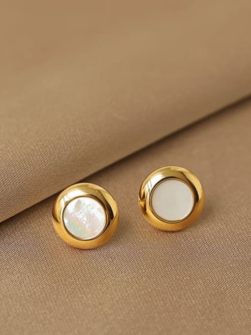 ACCA Brass Shell Round Vintage Stud Earring 0