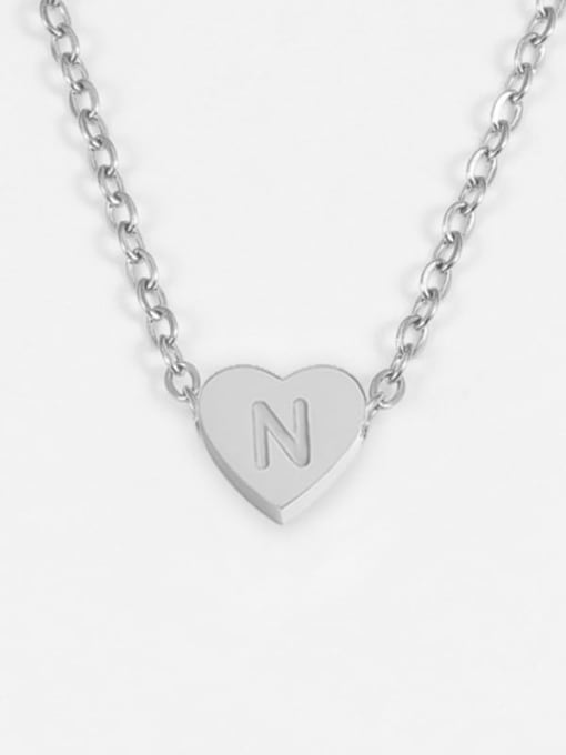 N steel color Stainless steel Letter Minimalist Necklace
