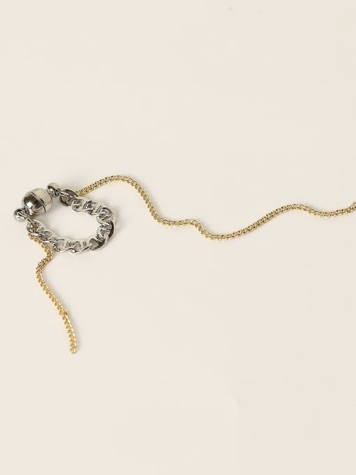 14K gold+white K Brass Tassel Vintage Single Trend Korean Fashion Earring