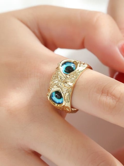 AOG Brass Cubic Zirconia Cute Owl Band Ring 1