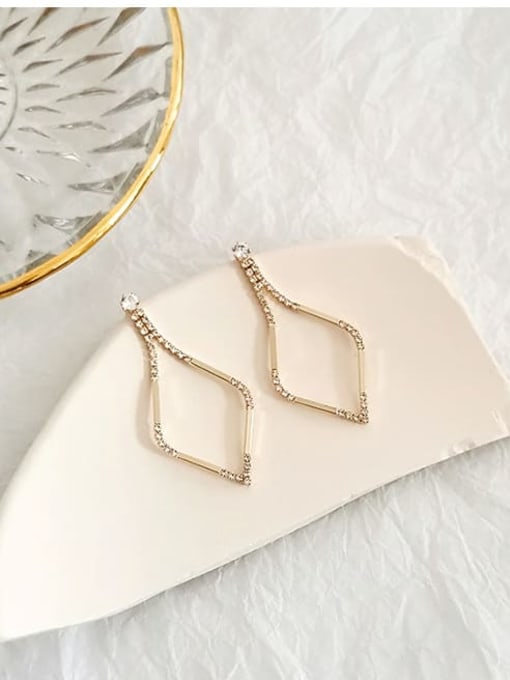 HYACINTH Copper Cubic Zirconia Geometric Minimalist Drop Trend Korean Fashion Earring 3