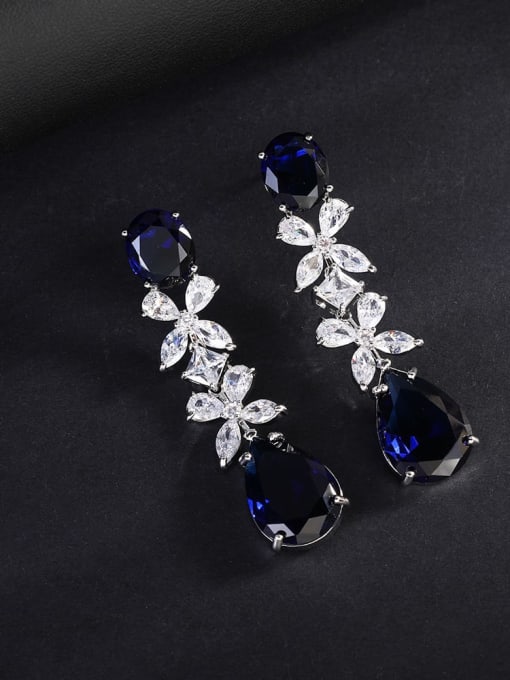 11 Brass Cubic Zirconia Multi Color Heart Luxury Cluster Earring