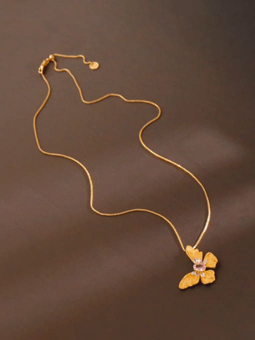 HYACINTH Brass Cubic Zirconia Butterfly Trend Necklace 1