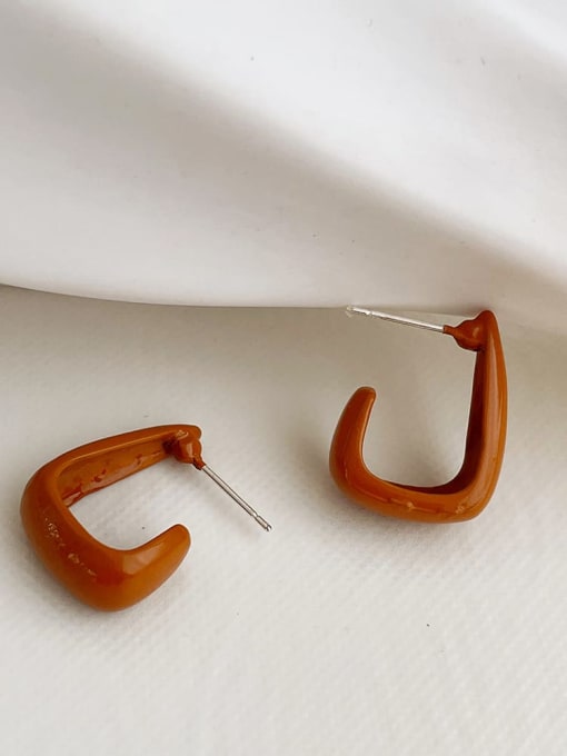 Brown drop glaze Earrings Zinc Alloy Enamel Geometric Minimalist Stud Earring