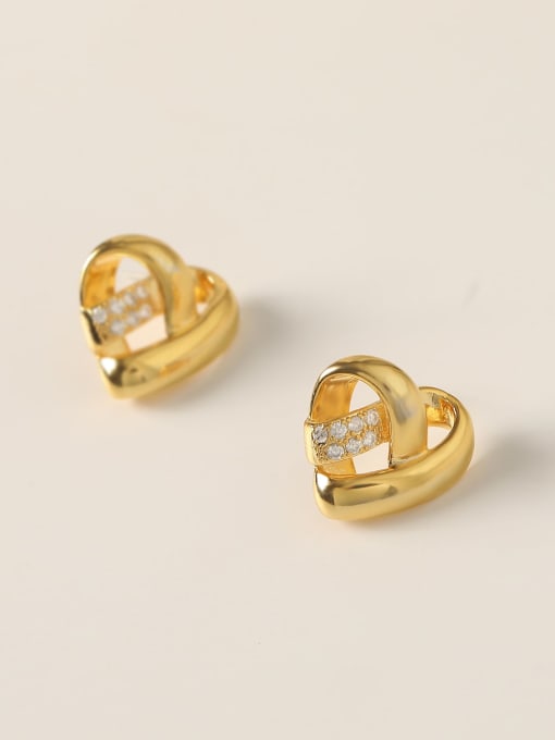 HYACINTH Brass Cubic Zirconia Heart Minimalist Stud Trend Korean Fashion Earring 2