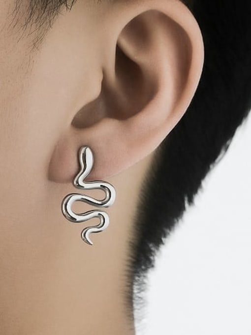 TINGS Titanium Steel Snake Minimalist Stud Earring 1