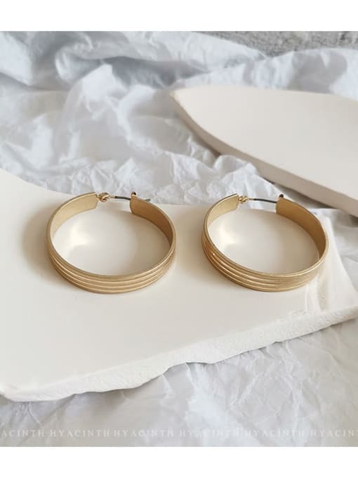Dumb gold long mark Copper Hollow Round Minimalist Hoop Trend Korean Fashion Earring