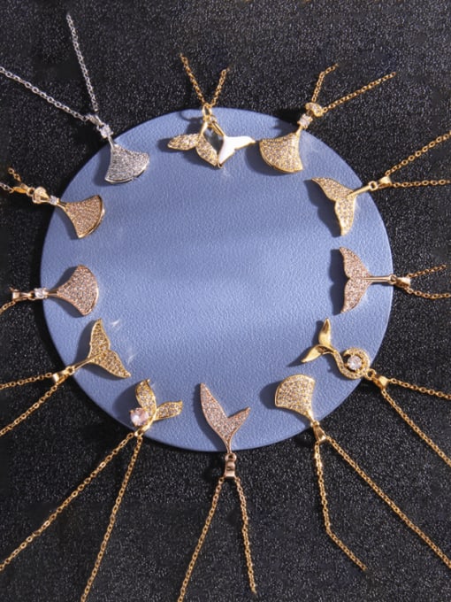 AOG Brass Trend  Cubic Zirconia  FishTail Pendant Necklace 0