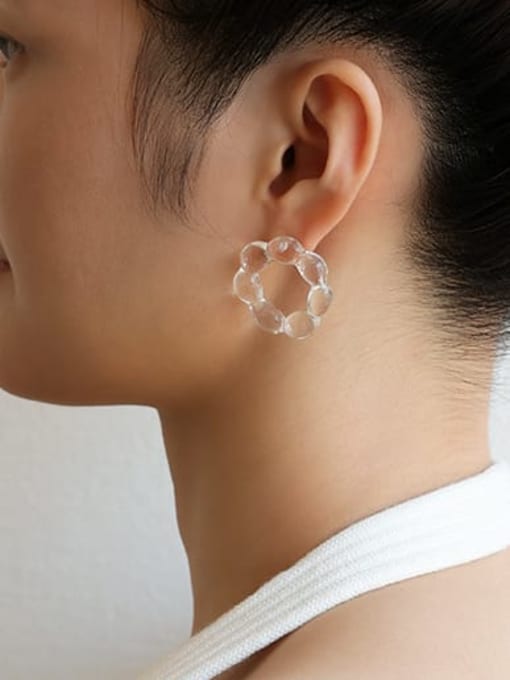 Five Color Hand Glass  Clear Flower Minimalist Earring 3