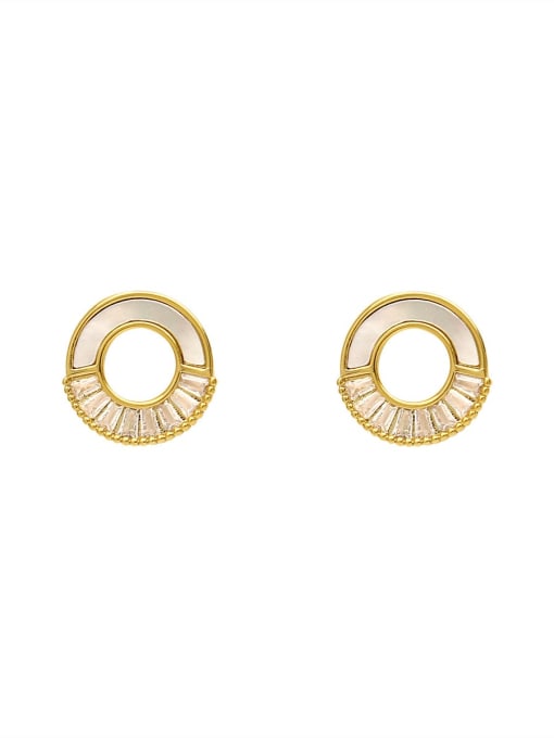 HYACINTH Brass Shell Geometric Minimalist Stud Trend Korean Fashion Earring 0