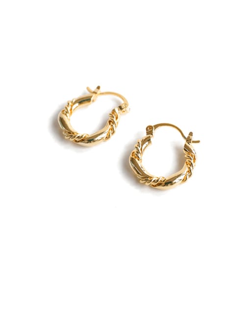 18K gold plating Brass Hollow Geometric Vintage Hoop Earring