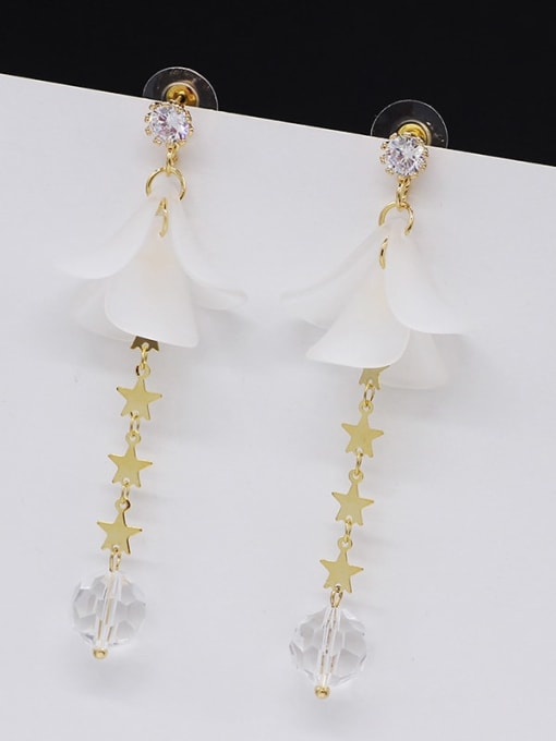 white Copper Acrylic Star Minimalist Threader Trend Korean Fashion Earring