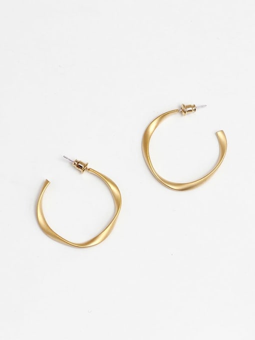 Dumb gold Copper Round Minimalist Hoop Trend Korean Fashion Earring