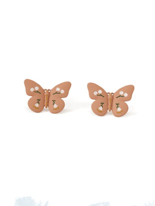 Five Color Alloy Enamel Butterfly Cute Stud Earring 0