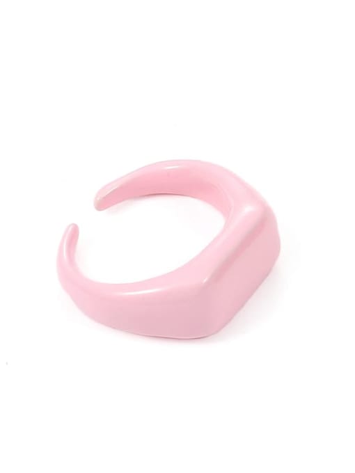 Pink Zinc Alloy Enamel Geometric Minimalist Band Ring