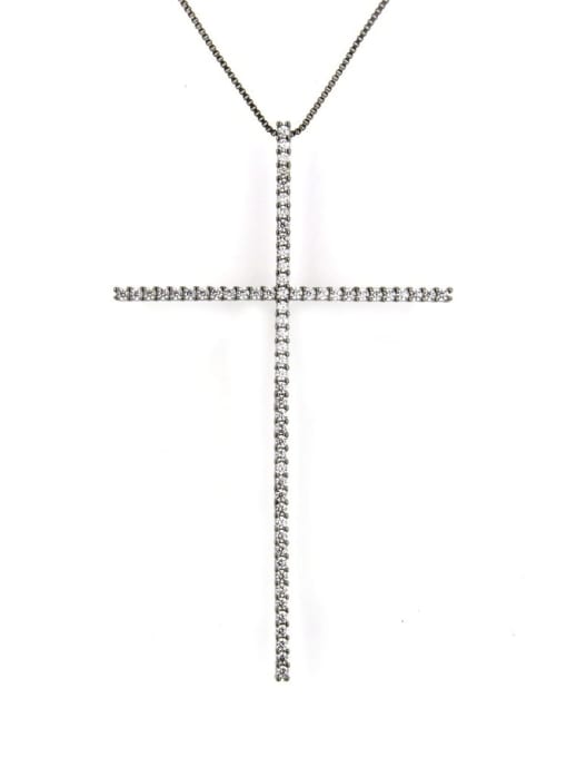 Black and white zircon Brass Cubic Zirconia Religious Minimalist Regligious Necklace