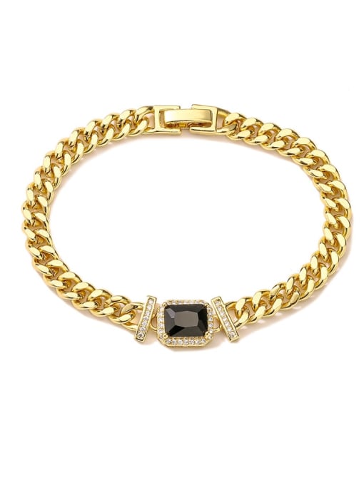 31182 Brass Cubic Zirconia Geometric Hip Hop Link Bracelet