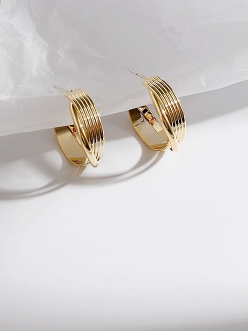 HYACINTH Copper Irregular  Minimalist C shape Stud Trend Korean Fashion Earring 1