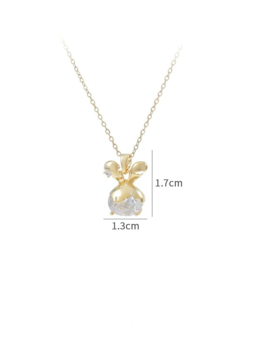 YOUH Brass Cubic Zirconia Rabbit Dainty Necklace 2