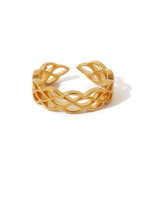 Section 1 Brass Hollow Geometric Chain Vintage Band Ring