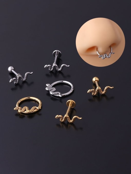 HISON Stainless steel Snake Hip Hop Nose Rings 0
