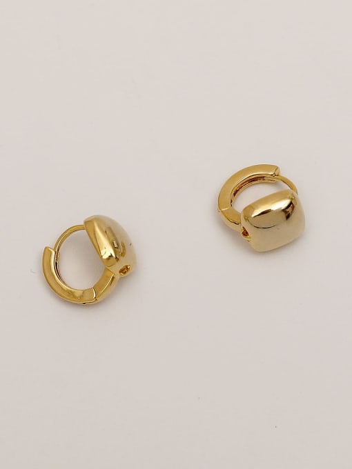14k Gold Brass Geometric Minimalist Huggie Trend Korean Fashion Earring