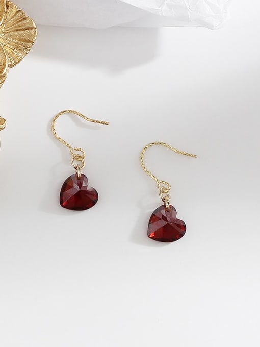 HYACINTH Copper Cubic Zirconia Heart Minimalist  Geometric Hook Trend Korean Fashion Earring 2
