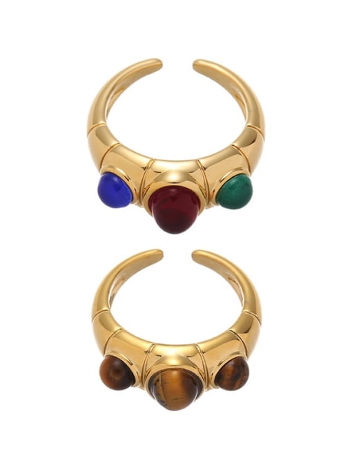 Five Color Brass Geometric Vintage Band Ring 0