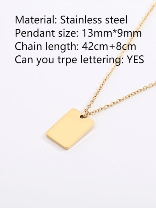 Desoto Titanium Steel Rectangle Minimalist  Trpe Lettering  Pendant Necklace 1