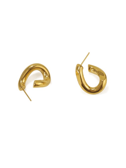 ACCA Brass Heart Minimalist Simple twisted lines Stud Earring 1