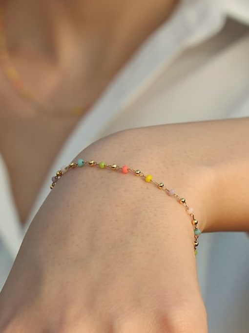 TINGS Brass MGB beads Minimalist Irregular Multi Color Bracelet and Necklace Set 3