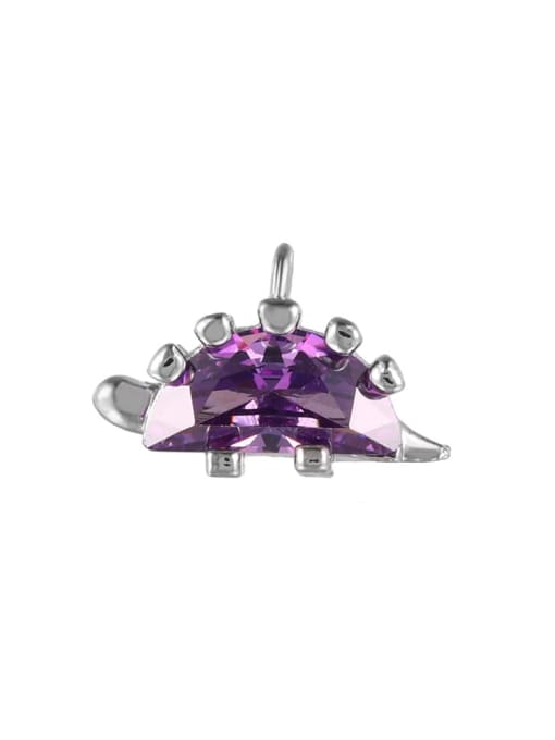 Purple (white K) Brass Cubic Zirconia Multi Color  Dragon Cute DIY Charms