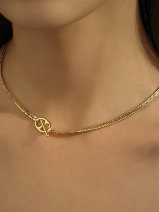 ACCA Brass Minimalist Snake Bone Chain Necklace 1