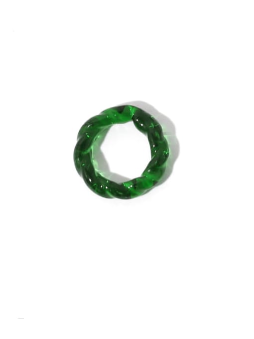 Green (No. 7 ring ) Multi Color  Glass Geometric Trend Hand Band Ring