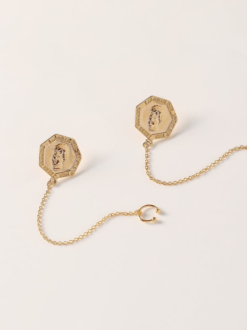 14k Gold Brass Tassel Vintage Threader Trend Korean Fashion Earring