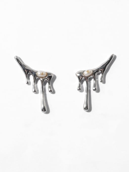 Water Drop Earrings Brass Imitation Pearl Water Drop Vintage Stud Earring