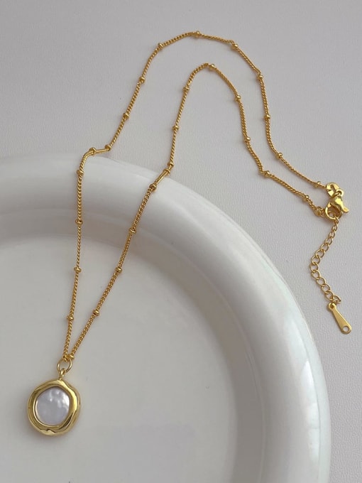 ZRUI Brass Imitation Pearl Geometric Minimalist Necklace