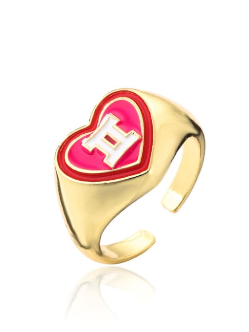 Gemini Brass Enamel Heart Vintage Band Ring