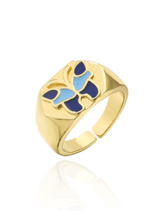 AOG Brass Enamel Butterfly Vintage Band Ring 0