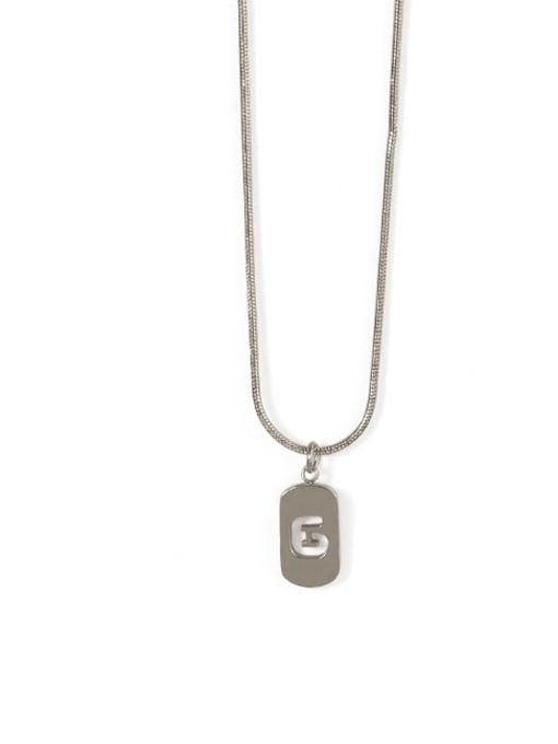 Silver 6 Titanium Steel Number Minimalist Pendant Necklace