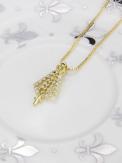 renchi Brass Cubic Zirconia Religious Dainty Necklace 1