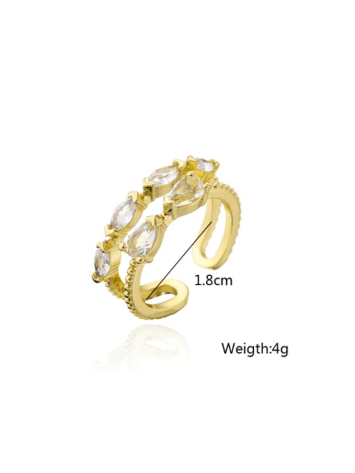 12333 Brass Cubic Zirconia Geometric Hip Hop Stackable Ring