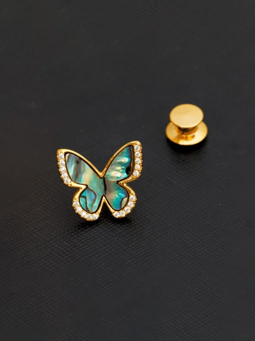 18K gold Brass Shell Butterfly Minimalist Brooch